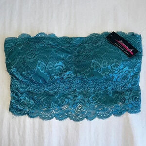 NWT Lace Strapless Bralette Lace Overlay Teal Padded Women’s S/M
